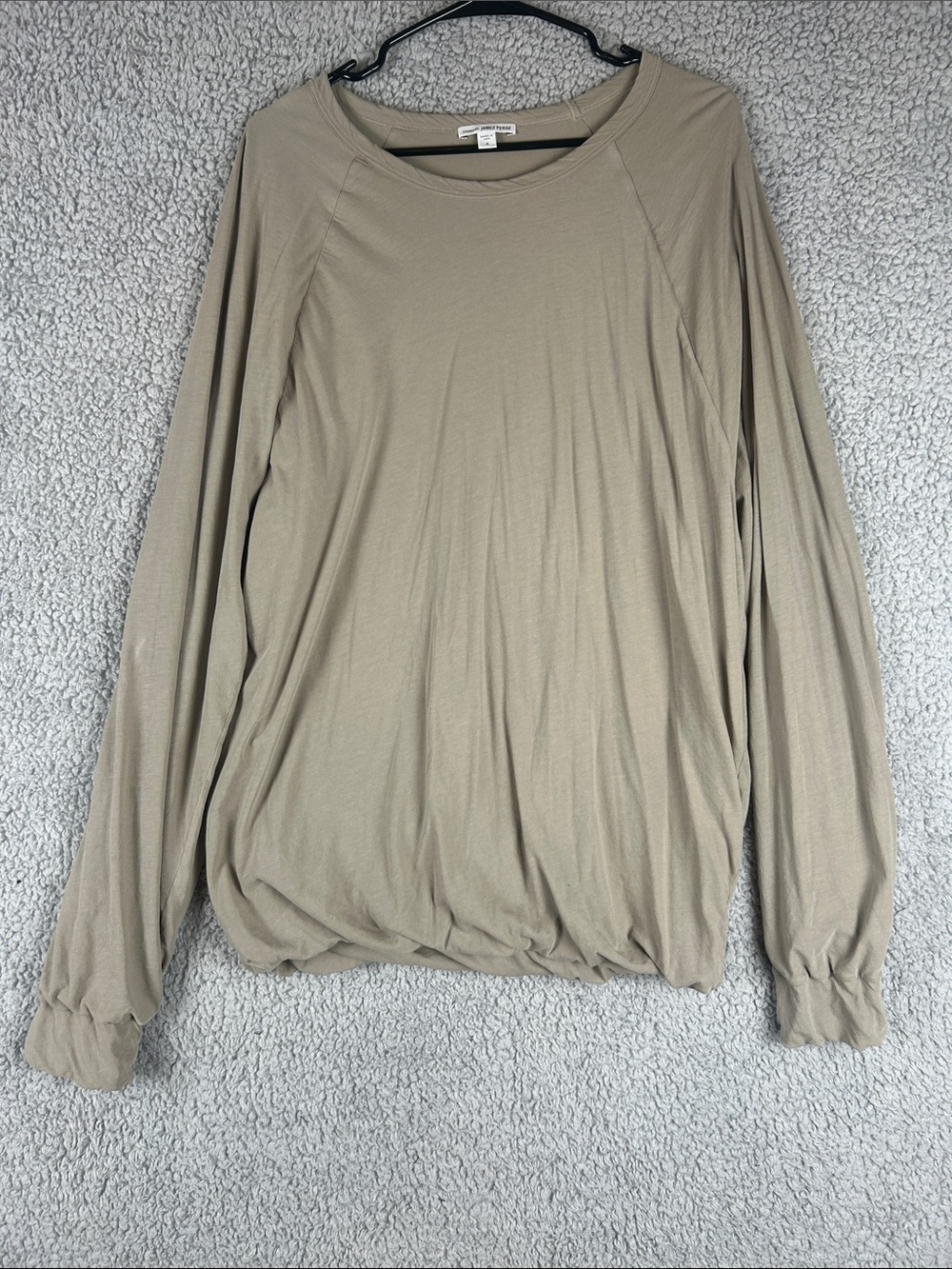 James Perse Crew Neck Cotton Taupe Long Sleeve Top Tunic Women’s Size 4